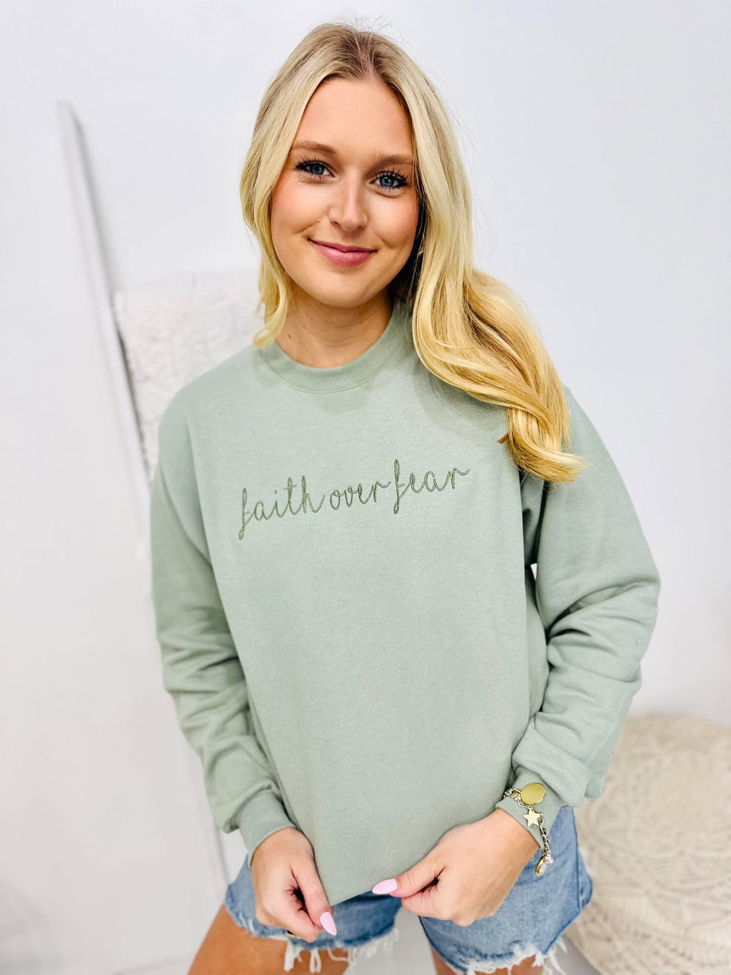 Christian Cursive Embroidered Sweatshirts product image 5