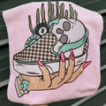 checker shoe & skull tee or sweatshirt
