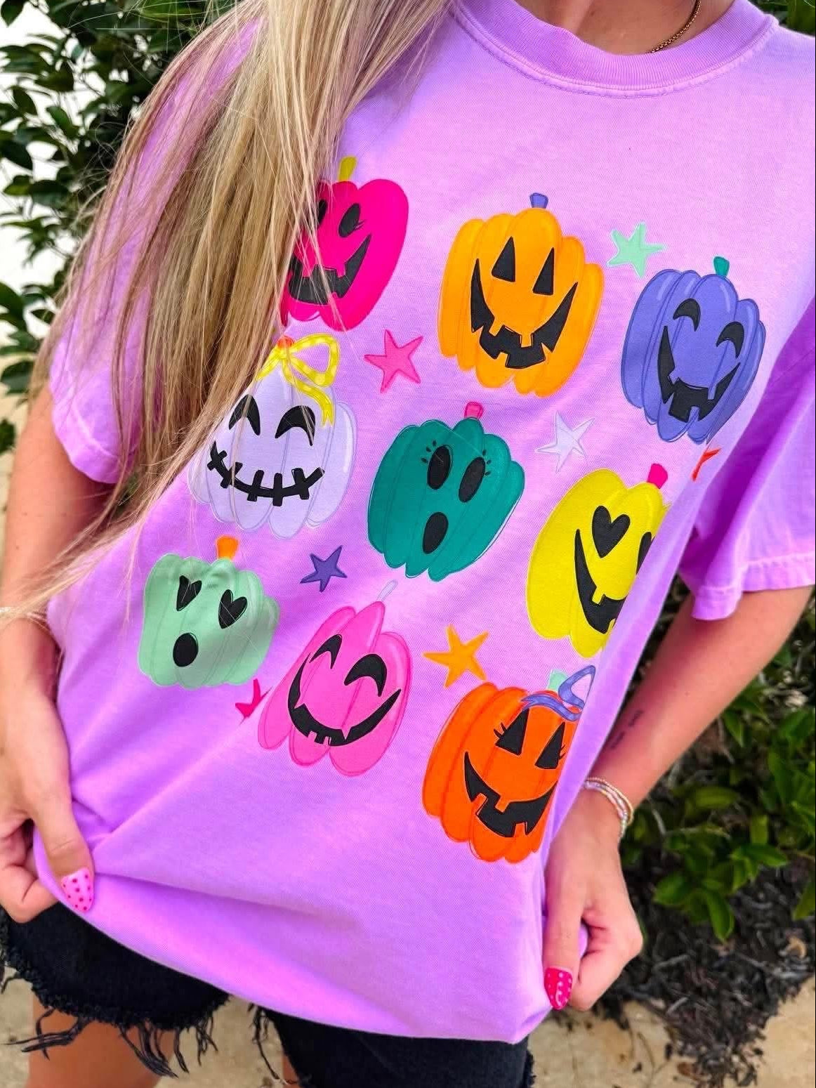 Neon Jack-O-Lantern Trio Stack HW52 DTF Top