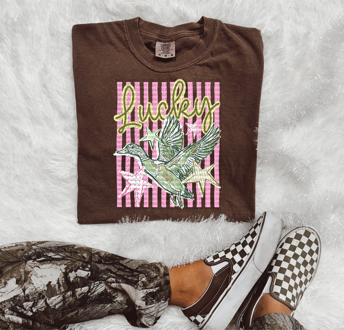Lucky Duck pink stripes Flying Mallard Graphic Comfort product image 1