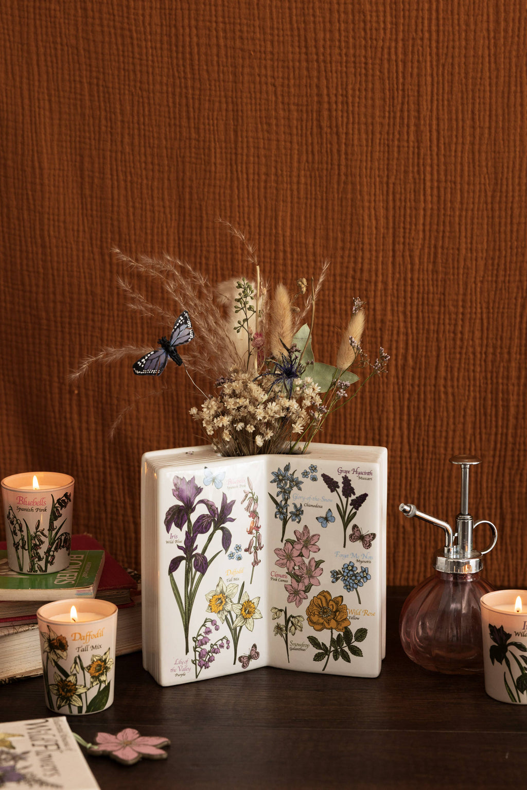 Open Book Vase, Wildflowers