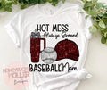 Faux Sparkle Maroon and Grey Hot Mess Always Stressed Baseball Mom