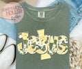 Yellow Floral Checkered Cross Jesus