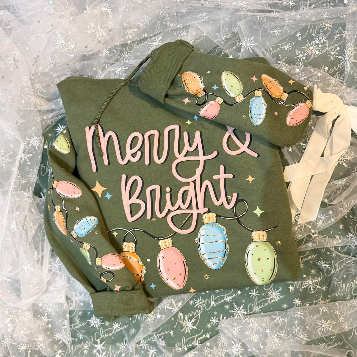 Merry & Bright Pastel Christmas Lights | Military Green product image 1