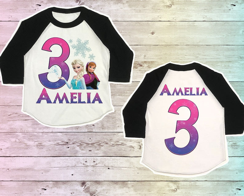 Frozen Birthday Shirt, Party Girls Tshirt, Outfit, pink product image 1
