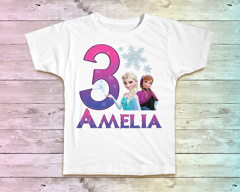 Frozen Birthday Shirt, Party Girls Tshirt, Outfit, pink product image 4