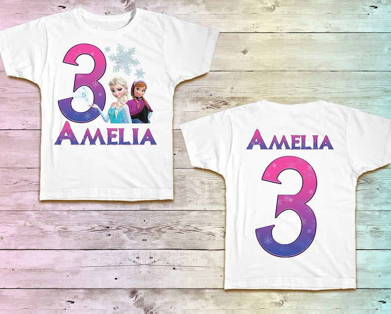 Frozen Birthday Shirt, Party Girls Tshirt, Outfit, pink product image 2