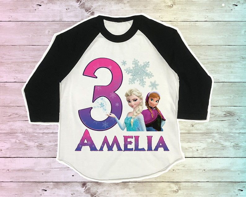 Frozen Birthday Shirt, Party Girls Tshirt, Outfit, pink product image 3
