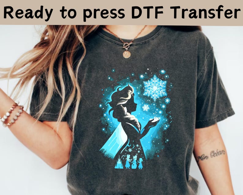 Disney Frozen Elsa Portrait DTF, Anna Olaf Kristoff Shirt product image 1
