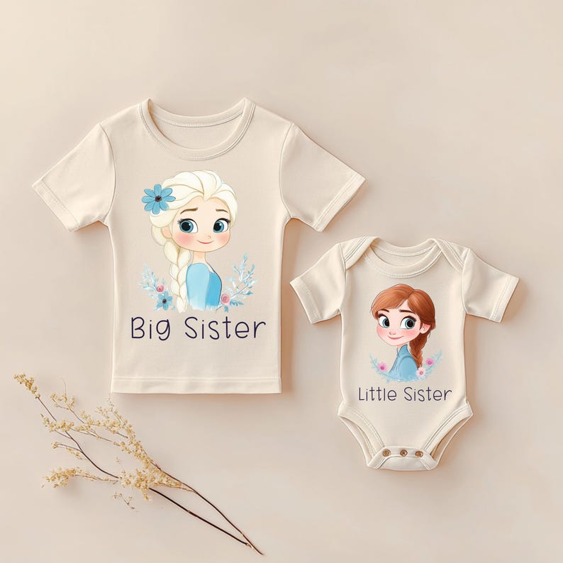 Matching Frozen Sisters Shirt Set Of 2, Elsa Big Sister, Anna Little Sister