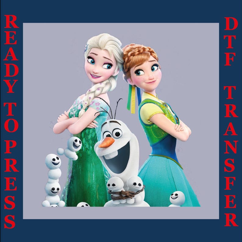 Frozen Elsa and Anna DTF, Disney Princess Ready To Press