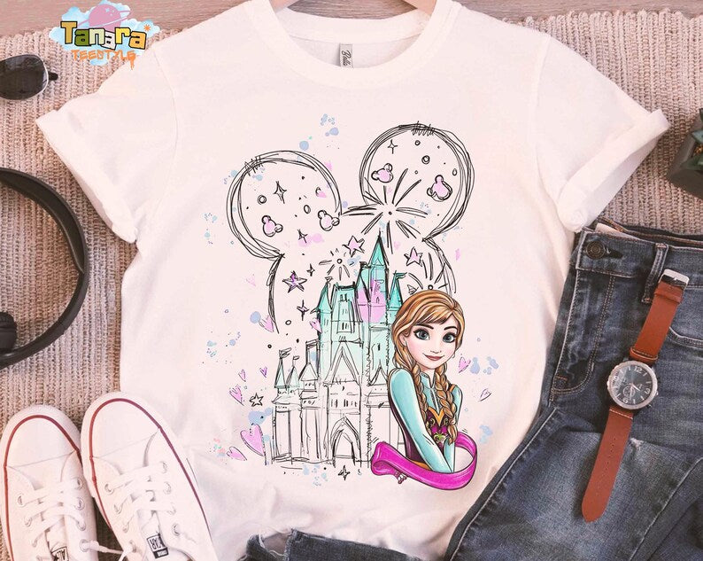 Retro 90s Magical Disney Castle Watercolor Frozen Anna product image 3