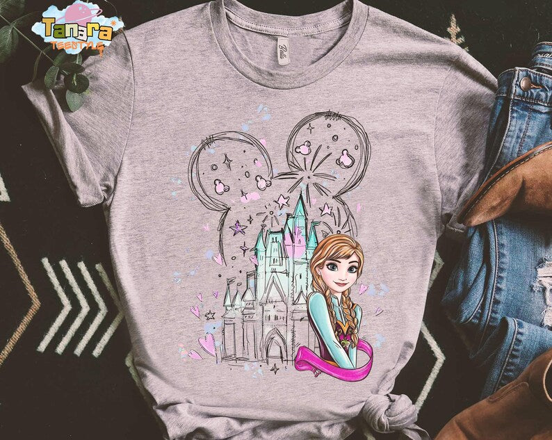 Retro 90s Magical Disney Castle Watercolor Frozen Anna product image 2