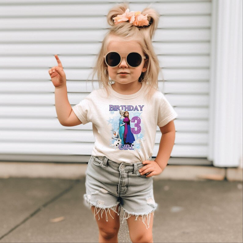 Custom Frozen Birthday Girl Shirt, Elsa Anna Olaf T-Shirt product image 5