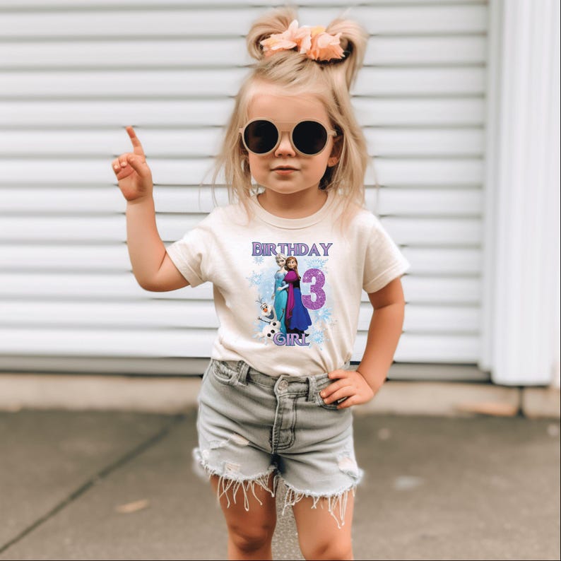 Custom Frozen Birthday Girl Shirt, Elsa Anna Olaf T-Shirt product image 5