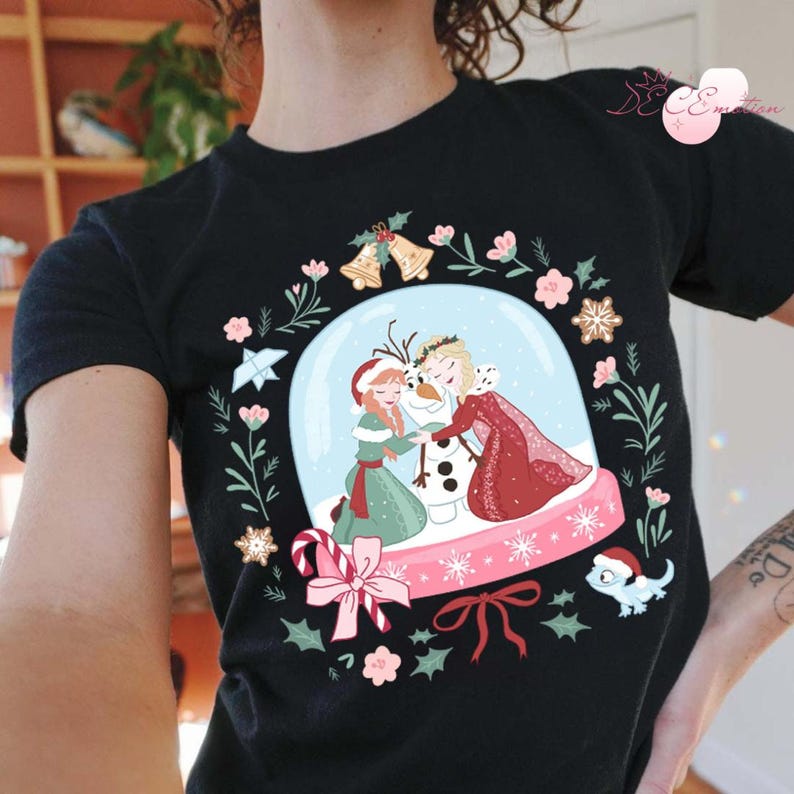 Coquette Bow Frozen Elsa Anna Olaf Disney Christmas Shirt product image 2