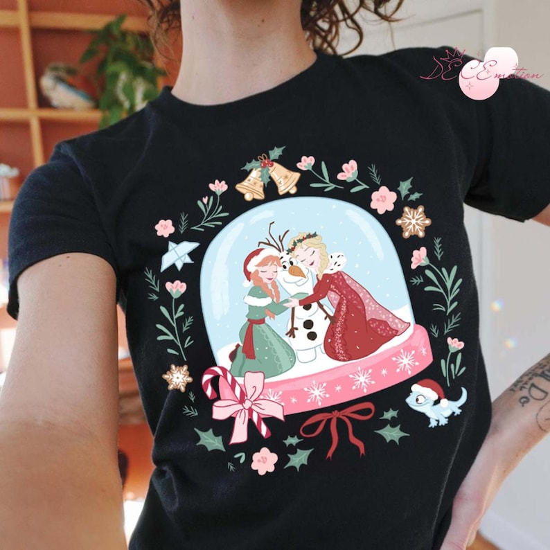Coquette Bow Frozen Elsa Anna Olaf Disney Christmas Shirt product image 2