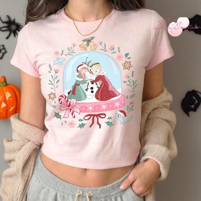 Coquette Bow Frozen Elsa Anna Olaf Disney Christmas Shirt product image 3