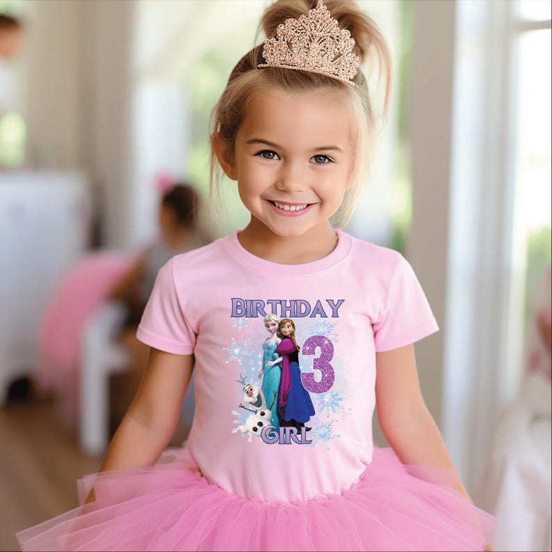 Custom Frozen Birthday Girl Shirt, Elsa Anna Olaf T-Shirt product image 2