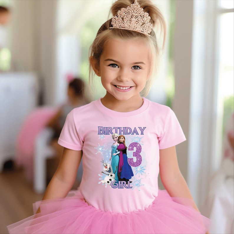 Custom Frozen Birthday Girl Shirt, Elsa Anna Olaf T-Shirt product image 2