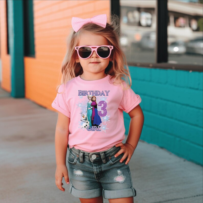 Custom Frozen Birthday Girl Shirt, Elsa Anna Olaf T-Shirt product image 7