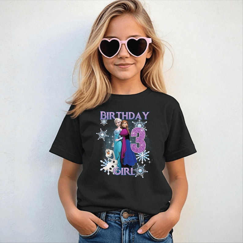 Custom Frozen Birthday Girl Shirt, Elsa Anna Olaf T-Shirt product image 4