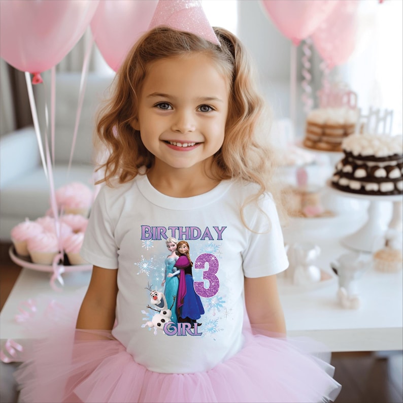 Custom Frozen Birthday Girl Shirt, Elsa Anna Olaf T-Shirt product image 3