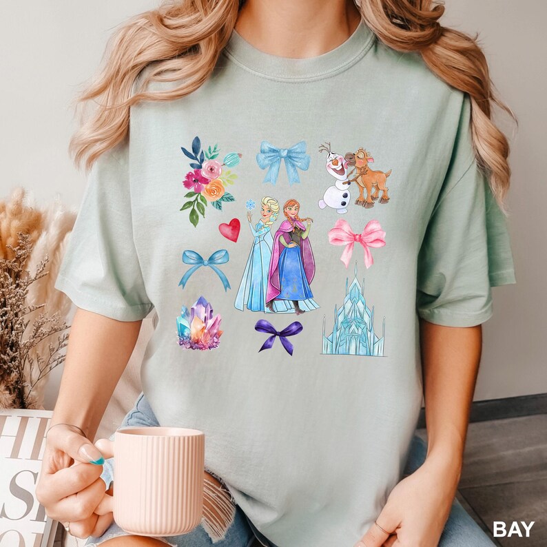 Elsa Anna Frozen Shirt, Comfort Colors, Princess Coquette product image 2