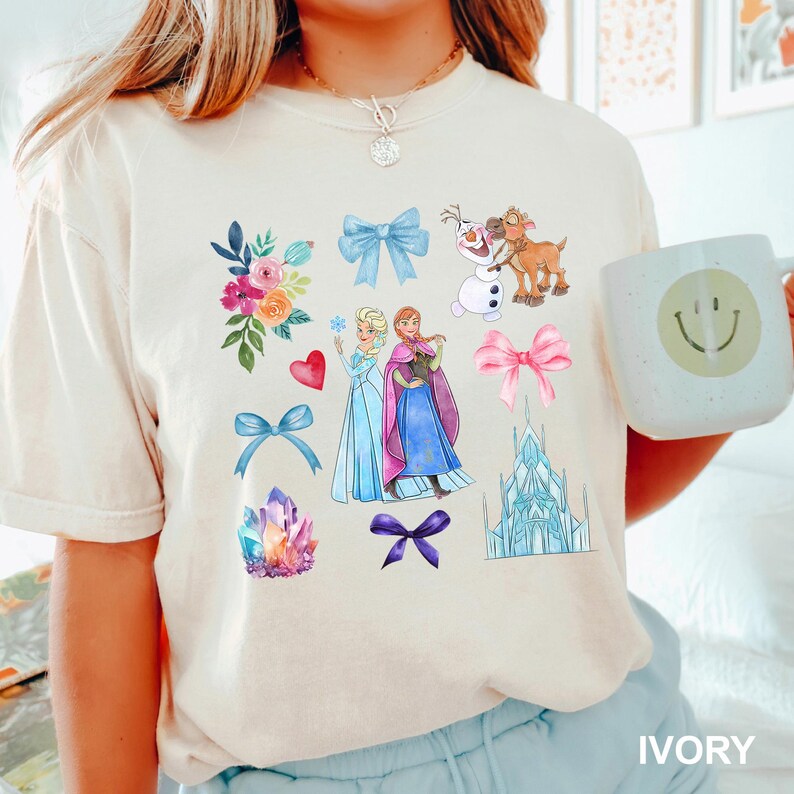Elsa Anna Frozen Shirt, Comfort Colors, Princess Coquette product image 1