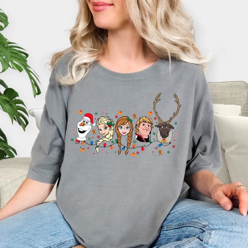 Frozen Christmas Shirt, Elsa Anna Kristoff Olaf Xmas Tee product image 5