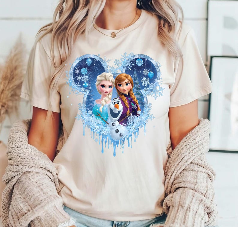 Personalized Princess Elsa, Anna and Olaf Winter Shirt product image 4