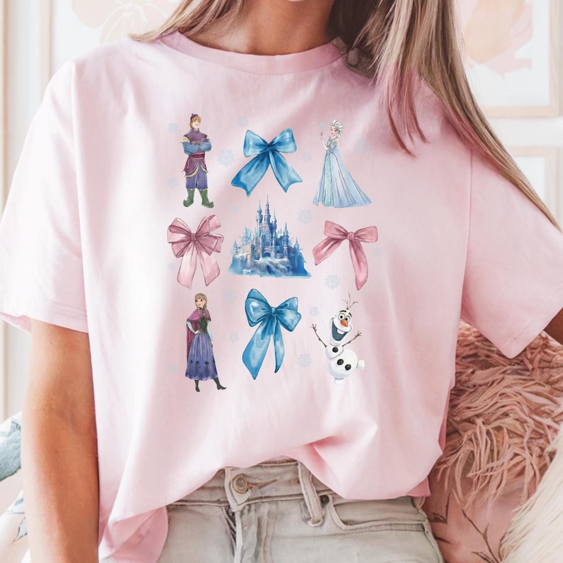 Coquette Princess Elsa And Anna Shirt, Watercolor Disney product image 2