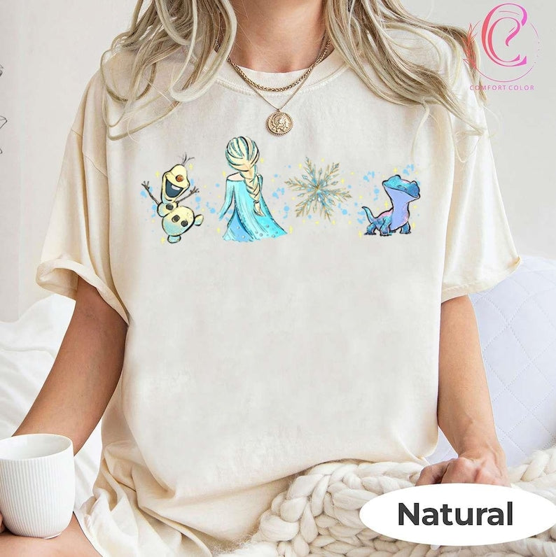 Frozen Watercolor Characters Shirt, Elsa Olaf Bruni product image 5