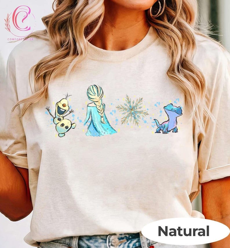 Frozen Watercolor Characters Shirt, Elsa Olaf Bruni product image 8