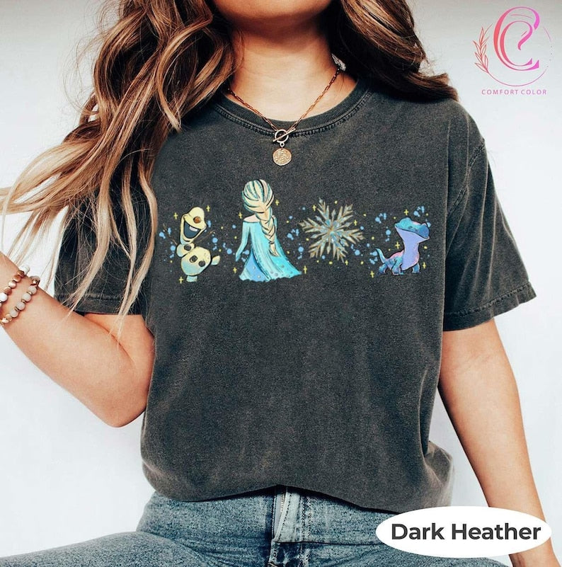 Frozen Watercolor Characters Shirt, Elsa Olaf Bruni product image 4