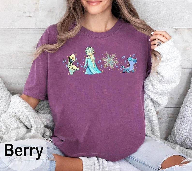 Frozen Watercolor Characters Shirt, Elsa Olaf Bruni product image 7