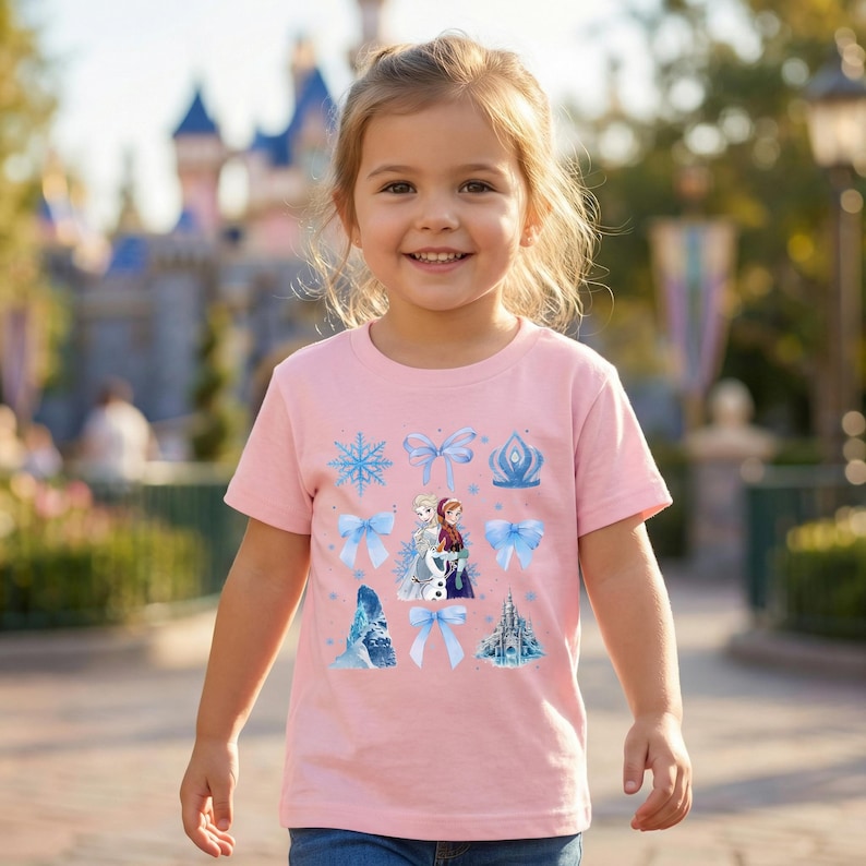 Disney Frozen Elsa Anna Shirt, Coquette Bow Snow Princess Tee, Retro Frozen Shirt, Olaf Elsa Anna Graphic Tee, Disneyland Family Trip Outfit