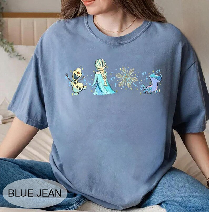 Frozen Watercolor Characters Shirt, Elsa Olaf Bruni product image 3