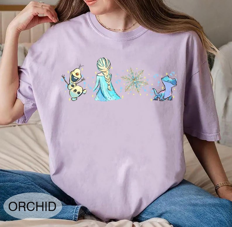 Frozen Watercolor Characters Shirt, Elsa Olaf Bruni product image 6