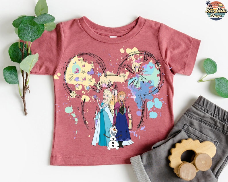Elsa and Anna Watercolor Tee, Frozen Sisters Matching product image 3