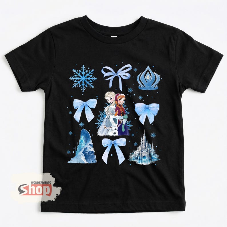 Disney Frozen Elsa Anna Shirt, Coquette Bow Snow Princess Tee, Retro Frozen Shirt, Olaf Elsa Anna Graphic Tee, Disneyland Family Trip Outfit