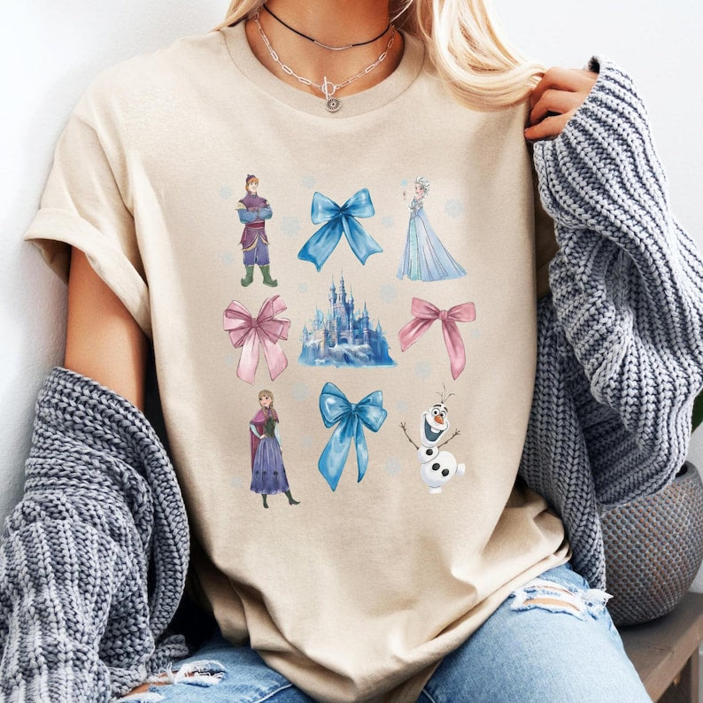 Coquette Princess Elsa And Anna Shirt, Watercolor Disney product image 1