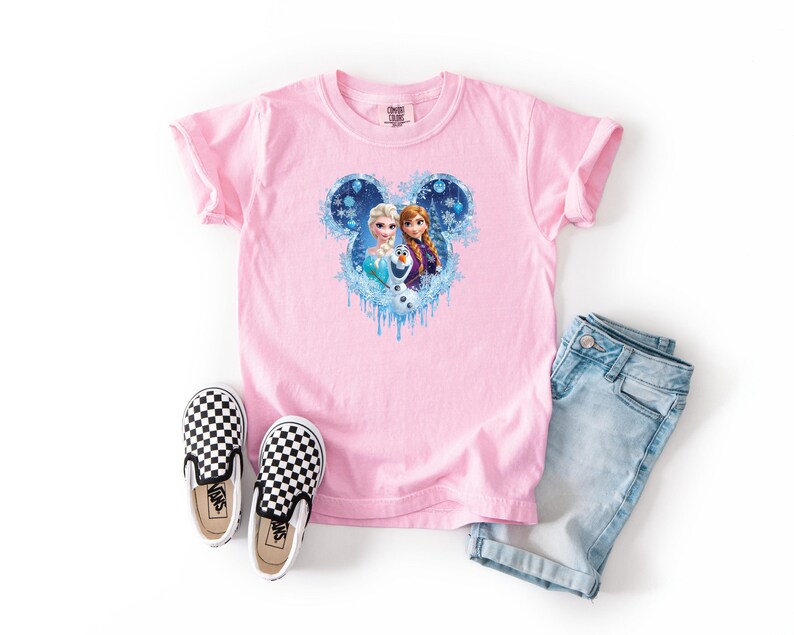 Comfort Colors Elsa Anna Olaf Tee, Disney Frozen T-shirt product image 3