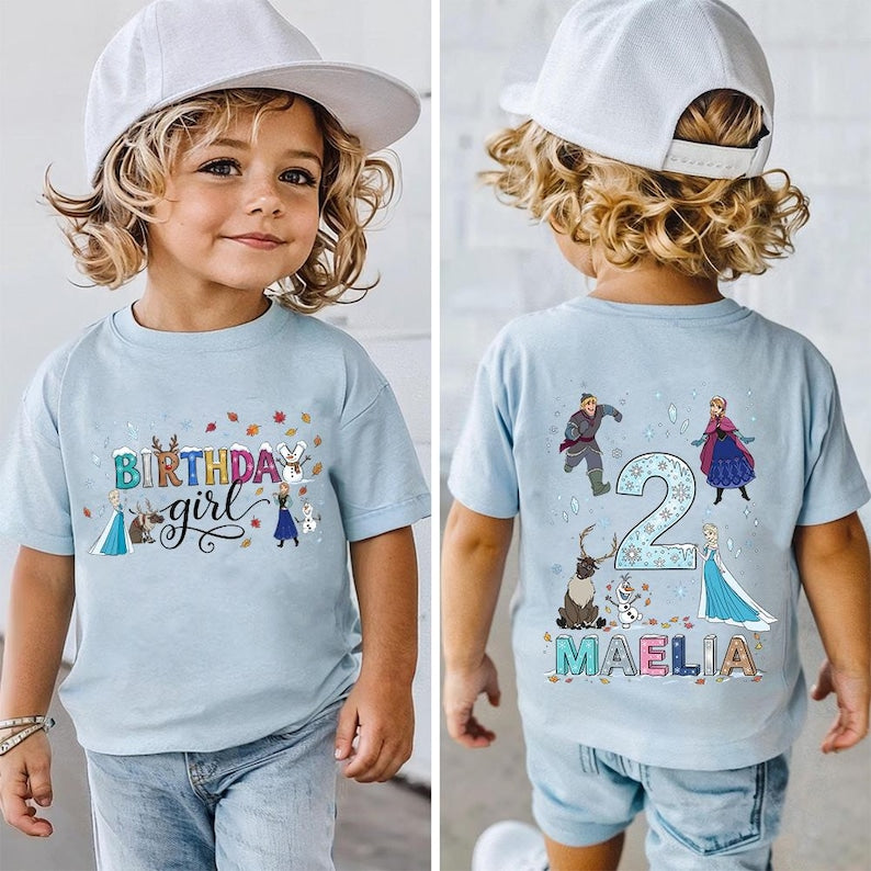 Disney Custom Frozen Birthday Girl T-Shirt, Elsa Anna Olaf product image 6