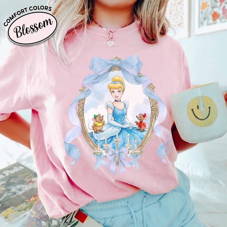 Disney Princess Shirt Watercolor Bow Frame Portrait Tee product image 5