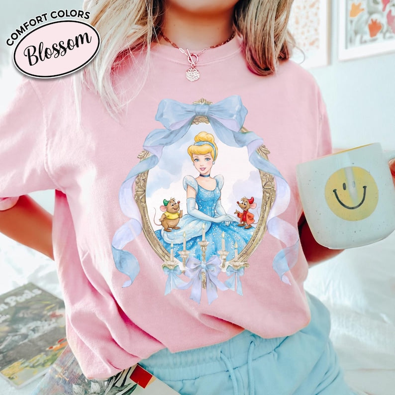 Disney Princess Shirt Watercolor Bow Frame Portrait Tee product image 5