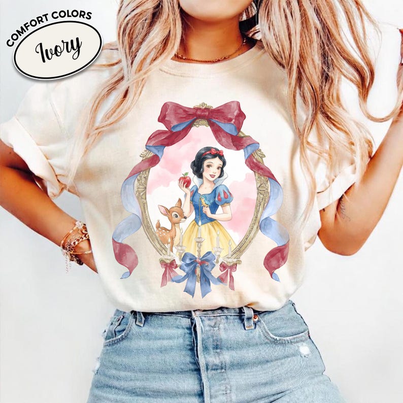 Disney Princess Shirt Watercolor Bow Frame Portrait Tee product image 3