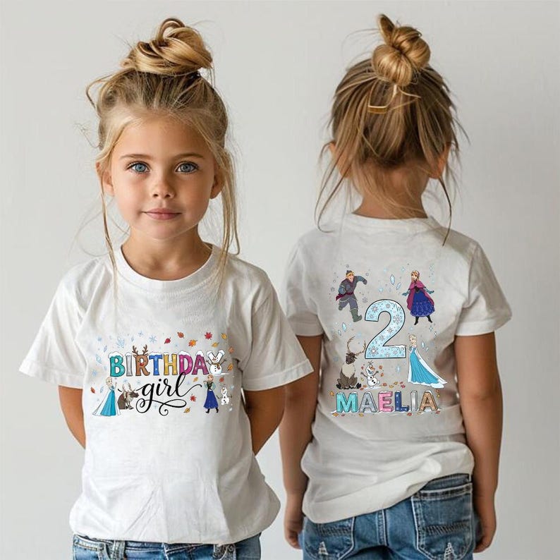 Disney Custom Frozen Birthday Girl T-Shirt, Elsa Anna Olaf product image 2