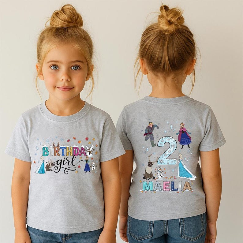 Disney Custom Frozen Birthday Girl T-Shirt, Elsa Anna Olaf product image 7