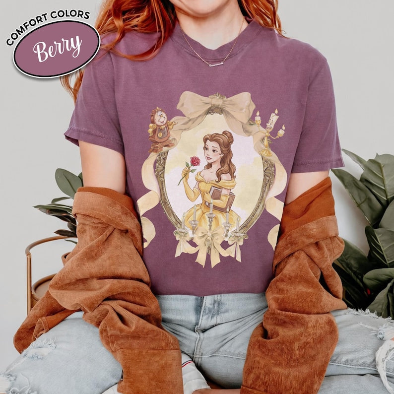 Disney Princess Shirt Watercolor Bow Frame Portrait Tee product image 8